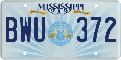 MS license plate BWU372