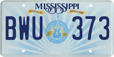 MS license plate BWU373