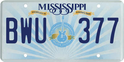 MS license plate BWU377