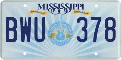MS license plate BWU378