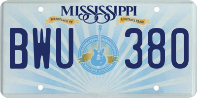 MS license plate BWU380