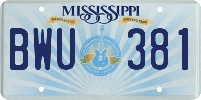 MS license plate BWU381