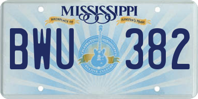 MS license plate BWU382