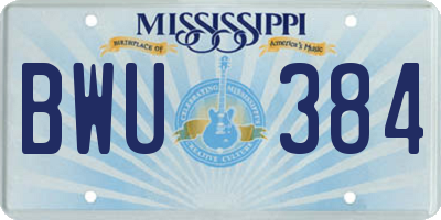 MS license plate BWU384