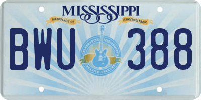 MS license plate BWU388