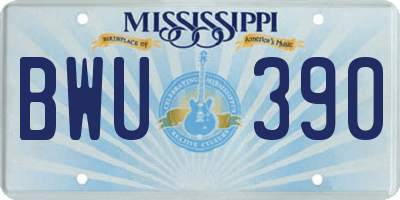 MS license plate BWU390