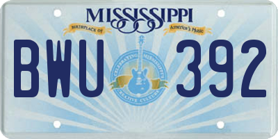 MS license plate BWU392