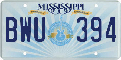 MS license plate BWU394