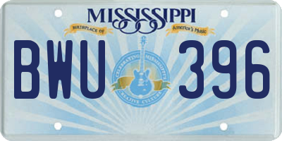 MS license plate BWU396
