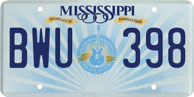 MS license plate BWU398