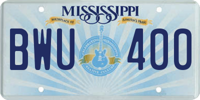 MS license plate BWU400
