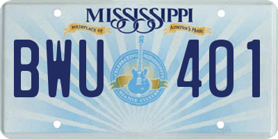 MS license plate BWU401