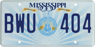 MS license plate BWU404
