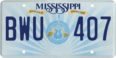 MS license plate BWU407