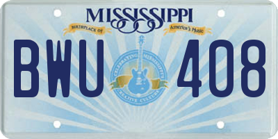MS license plate BWU408