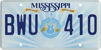 MS license plate BWU410