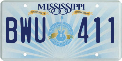 MS license plate BWU411