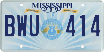 MS license plate BWU414