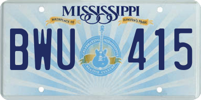 MS license plate BWU415