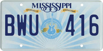 MS license plate BWU416