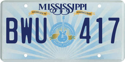 MS license plate BWU417