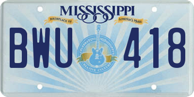 MS license plate BWU418