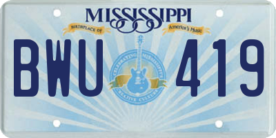 MS license plate BWU419