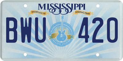 MS license plate BWU420