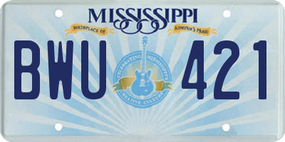 MS license plate BWU421