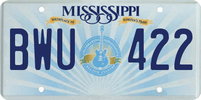MS license plate BWU422