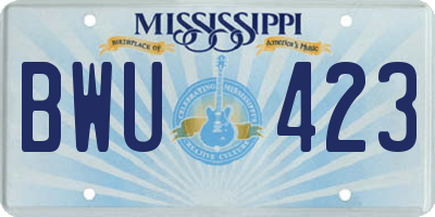MS license plate BWU423