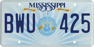 MS license plate BWU425