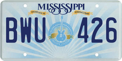 MS license plate BWU426