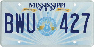 MS license plate BWU427