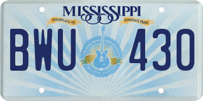 MS license plate BWU430