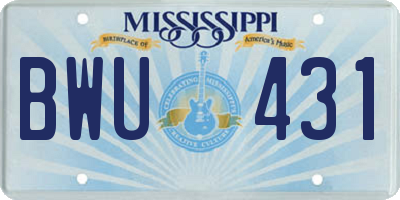 MS license plate BWU431