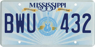 MS license plate BWU432