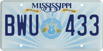 MS license plate BWU433