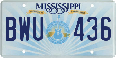 MS license plate BWU436