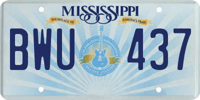MS license plate BWU437
