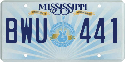 MS license plate BWU441