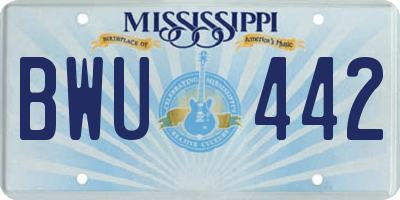 MS license plate BWU442