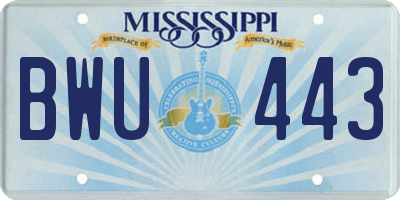MS license plate BWU443