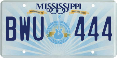 MS license plate BWU444