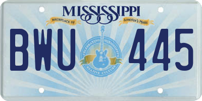 MS license plate BWU445