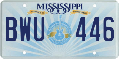 MS license plate BWU446