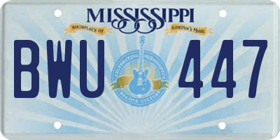 MS license plate BWU447