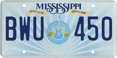 MS license plate BWU450