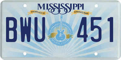 MS license plate BWU451