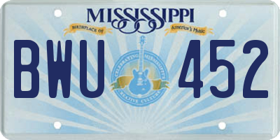 MS license plate BWU452